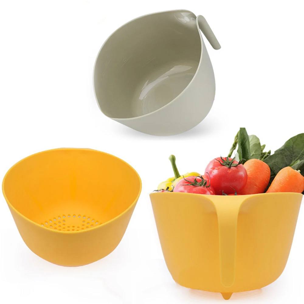 

Drain Basket Double-Layer Plastic Food Strainer Fruit Wash Colander Bowl Rice Sieve Vegetable Drain Basket Kitchen Strainer