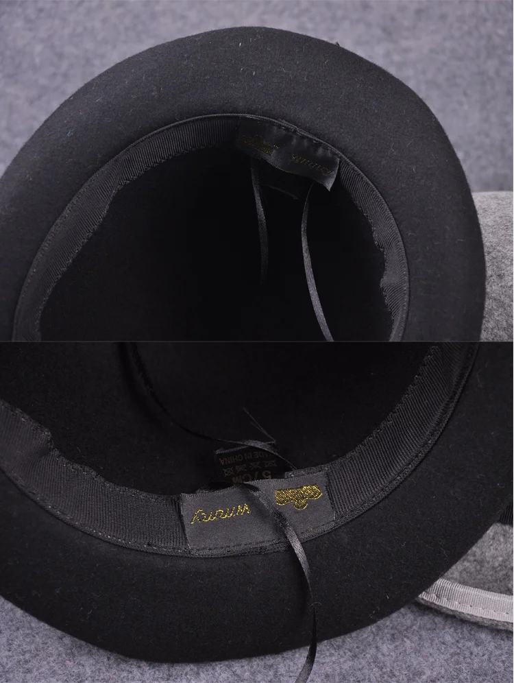 

100% Wool Men's Bailey Ofhollywood Fedora Hat For Gentleman Crushable Hantom Dad Bowler Hat Luxury Billycock Hats