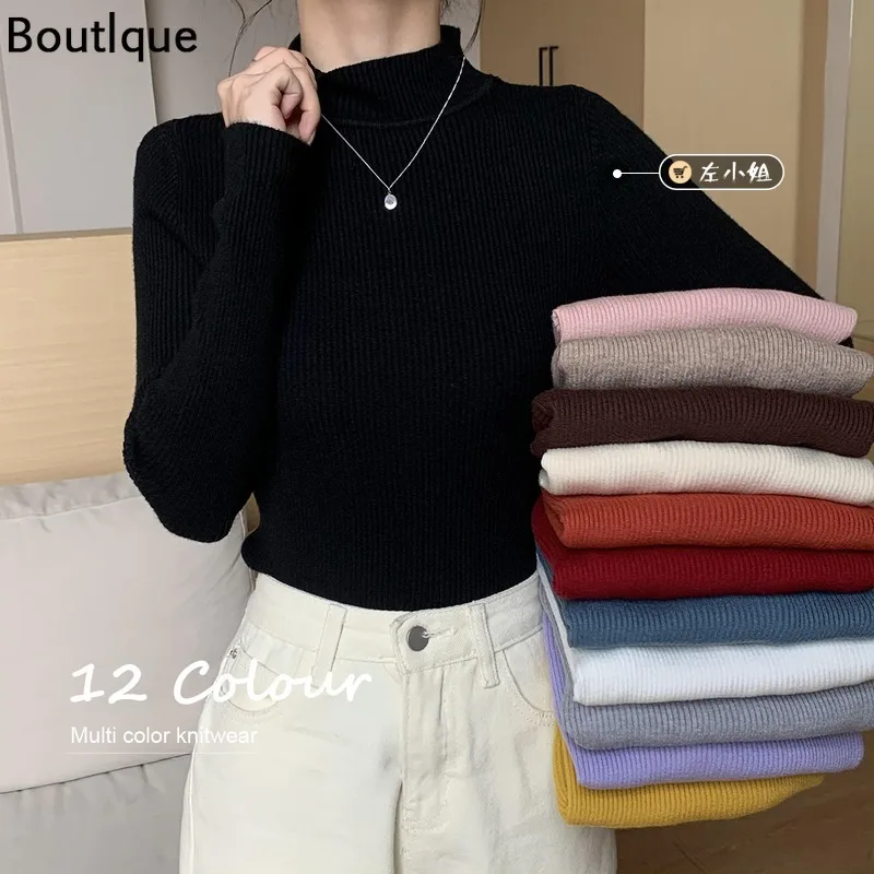 

High Collar Bottomed Shirt Women's Dress In Autumn and Winter with Black Sweater 2021 Sweater Long Sleeve Upper Garment