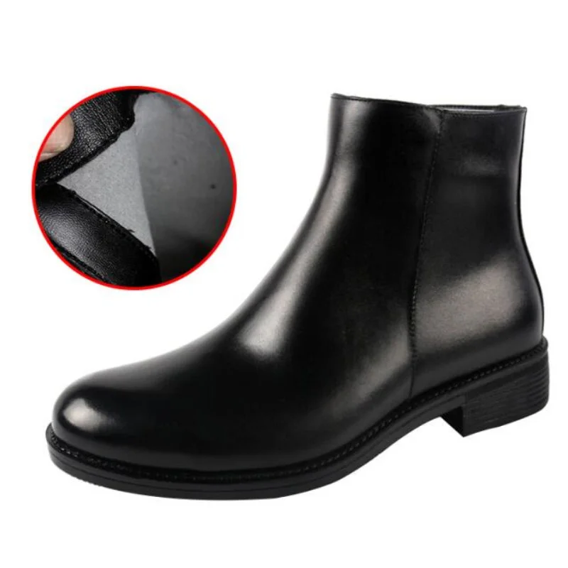 Мужские ботинки из натуральной кожи на молнии Дизайнерская шерстяная обувь