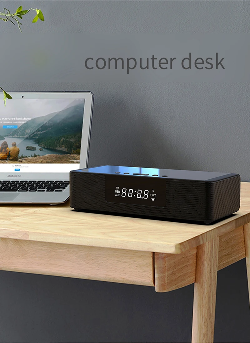 2в1 10 Вт Беспроводная Быстрая зарядка Bluetooth динамик часы/FM радио Светодиодный дисплей мощность USB порт часы с зарядным устройством