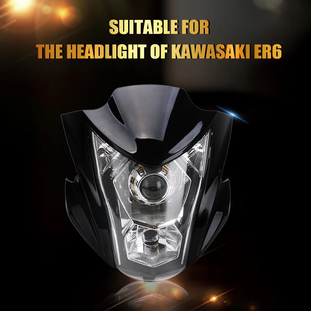 

For Kawasaki ER6N Motorcycle Headlight Assembly Headlamp Light House Black