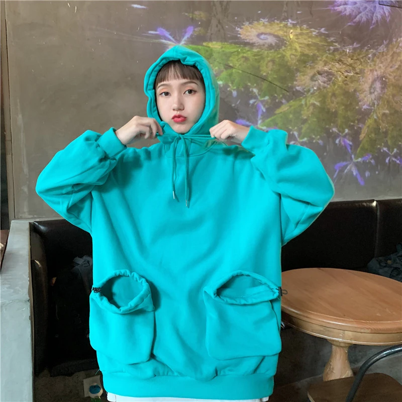 Женские однотонные толстовки с капюшоном карманами Свитера 2020 Femme пуловеры на