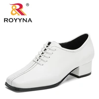 royyna 2021 new designers block heel shoes ladies office shoes women short heels fashion white pumps feminimo zapatos mujer
