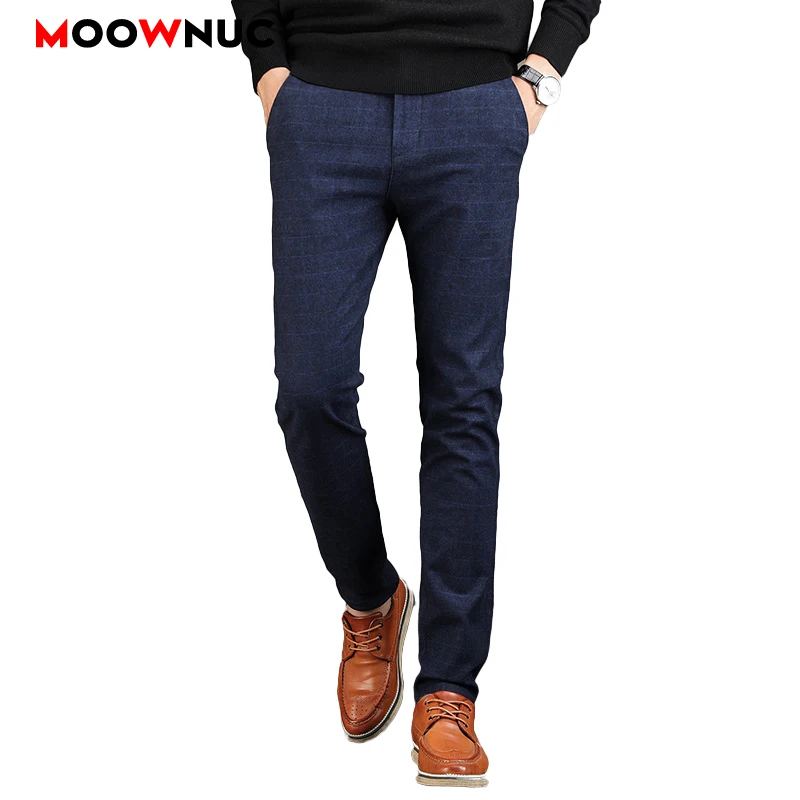 

Male Fashion Autumn Men's Trousers Classic Pencil Pants Casual Plaid Brand Hombre Long Pants Plus Size Business Slim New MOOWNUC