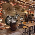Настенная 3d-наклейка на заказ, самоклеящиеся водонепроницаемые обои в стиле ретро, с изображением кирпича, мотоцикла, ресторана, кафе