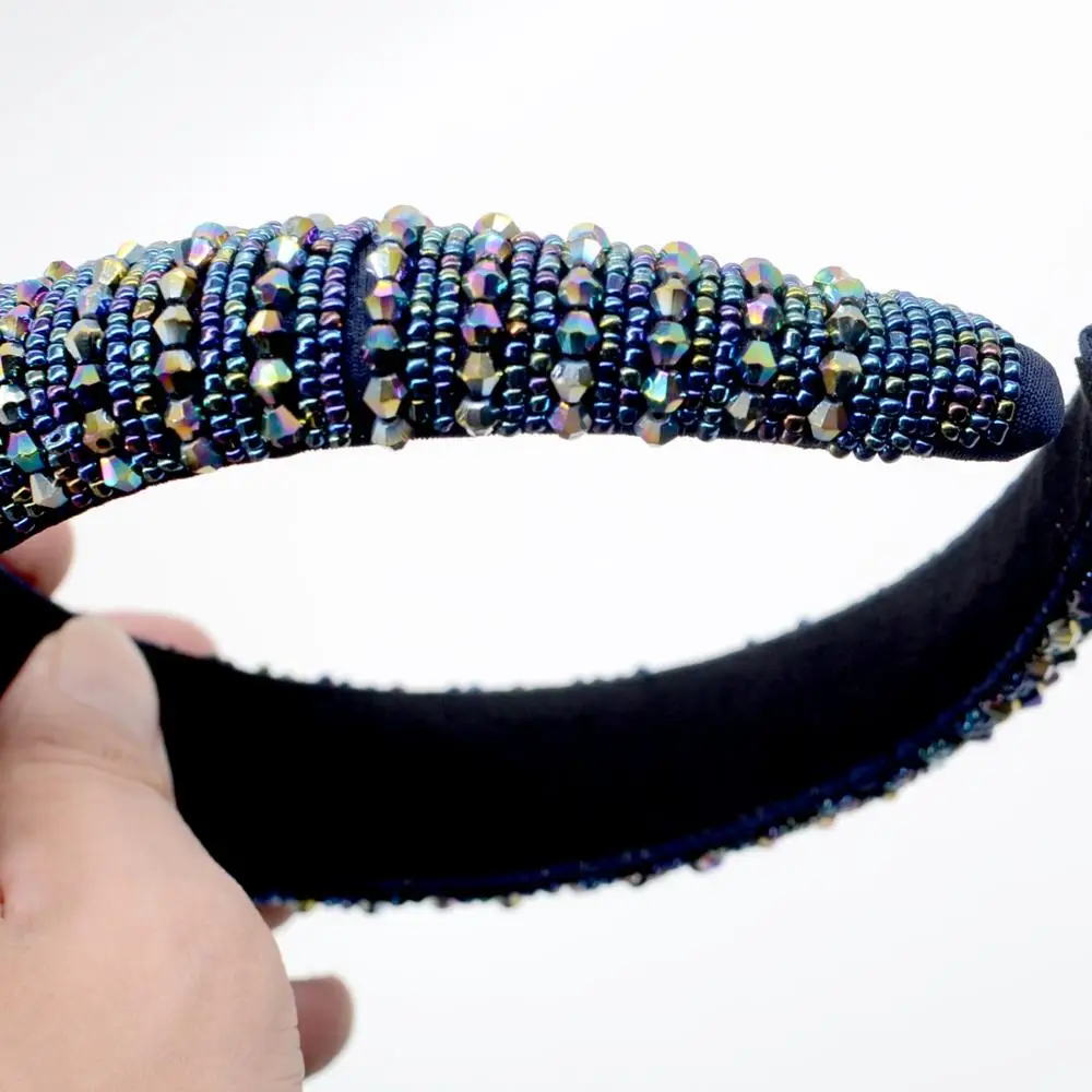 

Luxury crystal beaded hair band High-end gold velvet sponge thick hair band fashion woman headband headwear hair accessories
