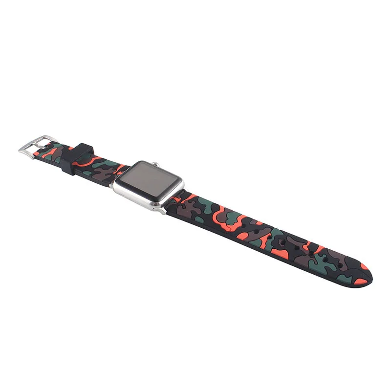 Спортивный силиконовый ремешок fohuas Camo 44 мм 38 мм для Apple Watch, аксессуары для наручных часов, сменный Браслет 42 мм, серия 1, серия 2