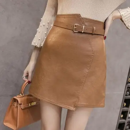 Женская кожаная юбка трапециевидной формы новинка 2020 Осень зима мягкая