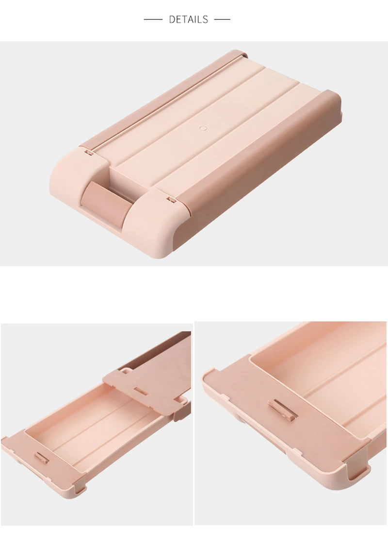 

Desk Hidden Storage Box Office Storage Stationery Organizer Box Seal Case Table Under Desk Storage Drawer Wall-mounted Punchfree