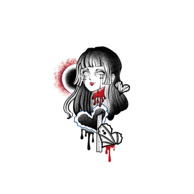 

160MM×106MM Puppet Girl Dark Flower Arm Tattoo Sticker Tattoo Sticker Waterproof and Durable