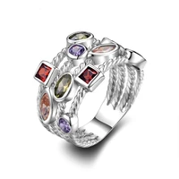 unique womens jewelry ring multi colored gem wedding ring luxury jewelry engagement gift
