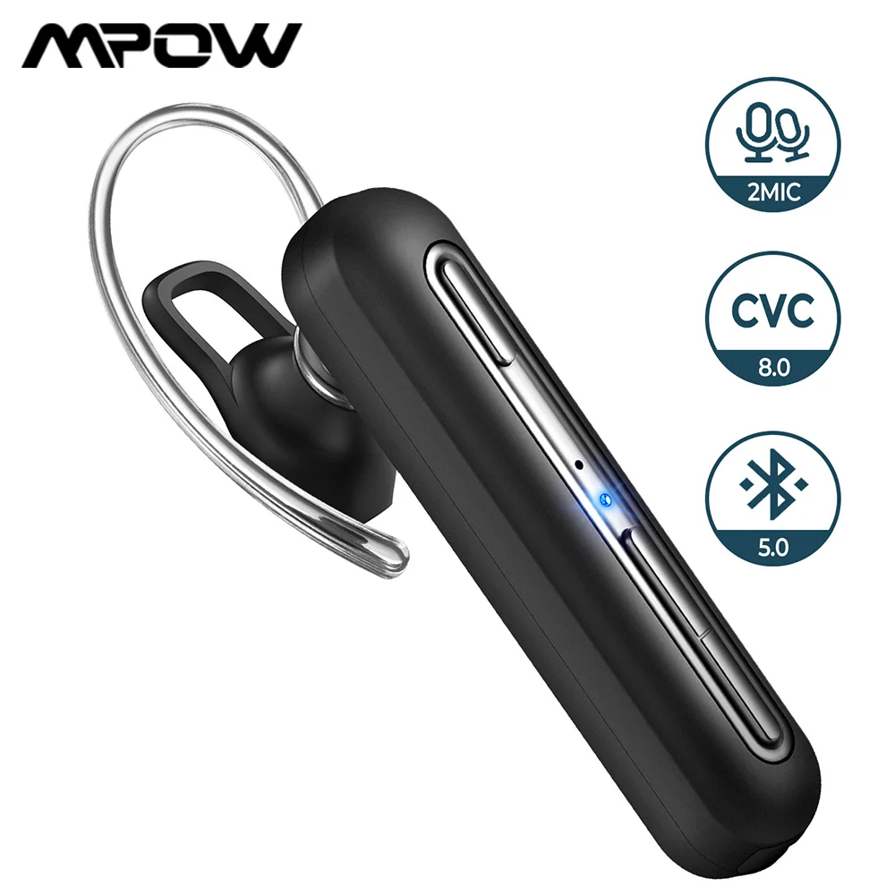 Mpow Бизнес Беспроводная гарнитура Bluetooth наушники с двойным микрофоном свободные