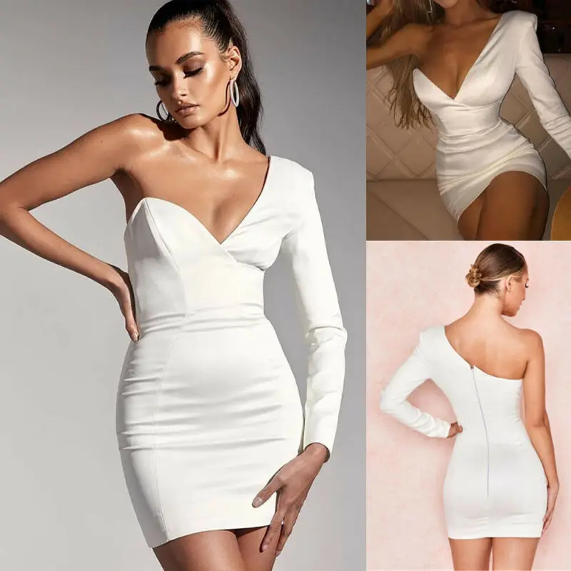 Женское осеннее повседневное шикарное одно плечо с глубоким v-образным вырезом