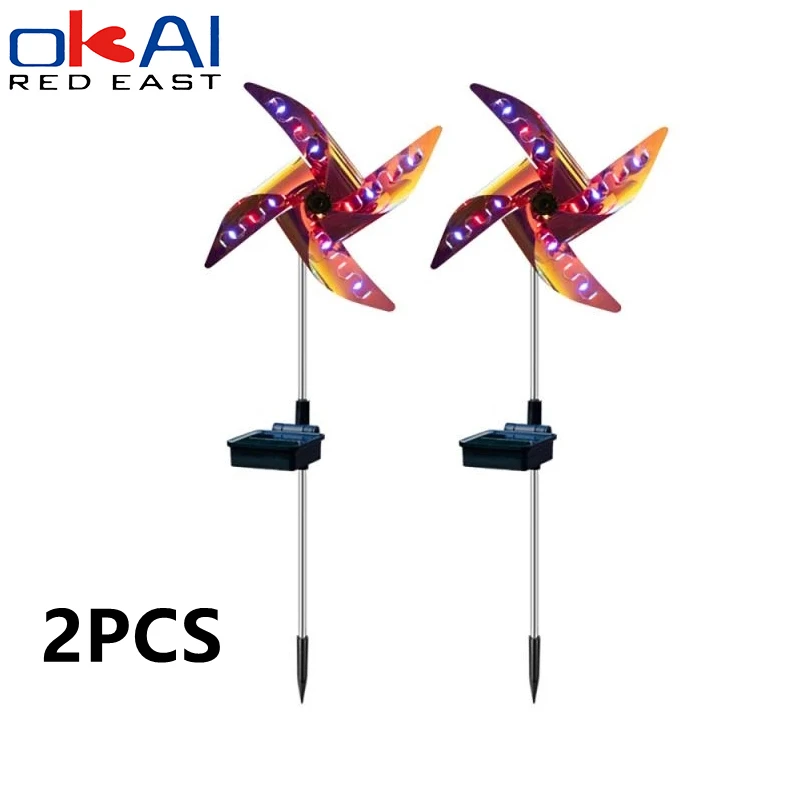 

2 Pcs LED Spot Light Garden Path Landscape Lights 32LED Solar Ground Light Outdoor Decorative Windmill Waterproof Garden Light