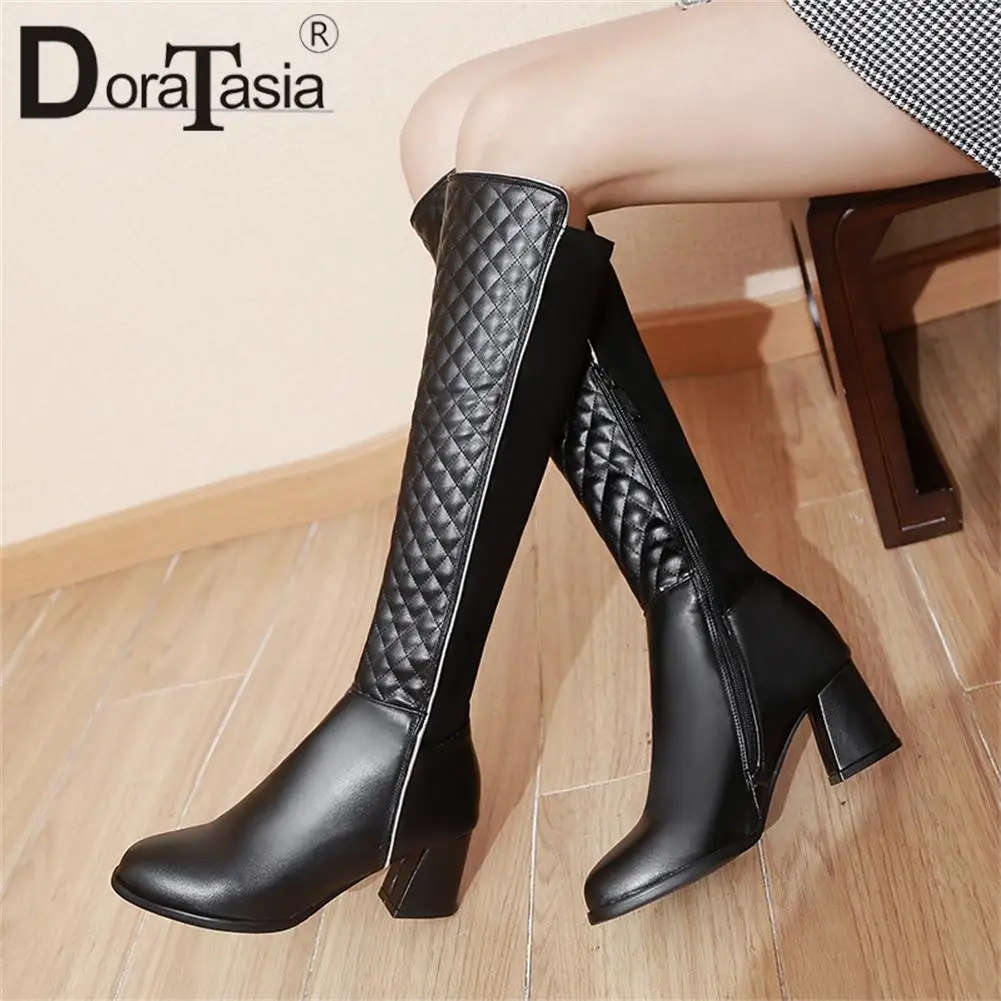 

DORATASIA Big Size 34-43 Brand New Female Mixed Colors Boots Fashion Thick High Heels Boots Women Party Office Shoes Woman