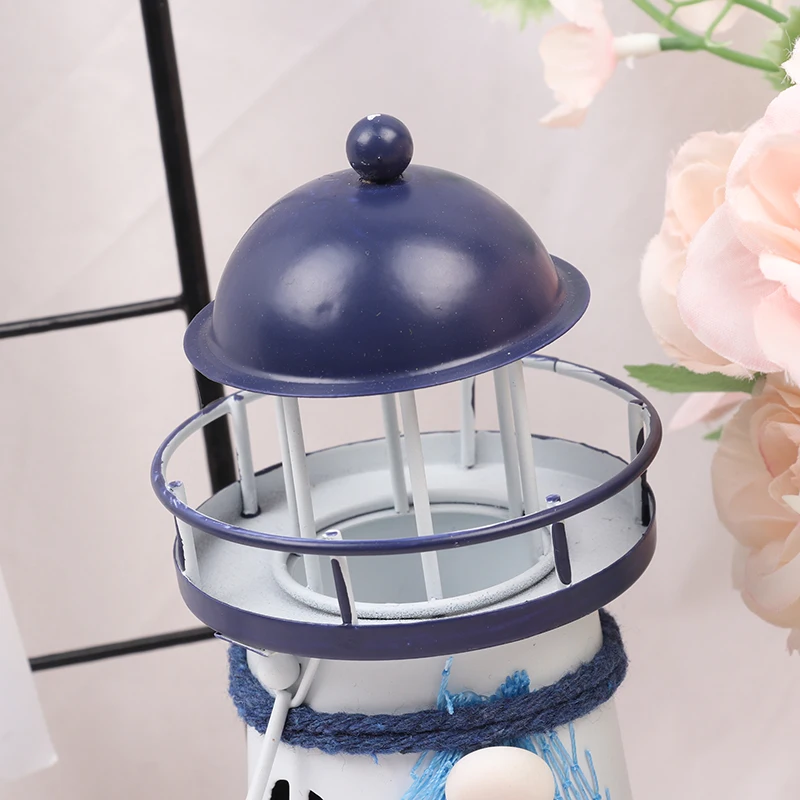 

Mediterranean Tower Candle Holder Lighthouse Iron Candlestick Table Holiday Wedding Party Desktop Decor Metal Candle Holder New