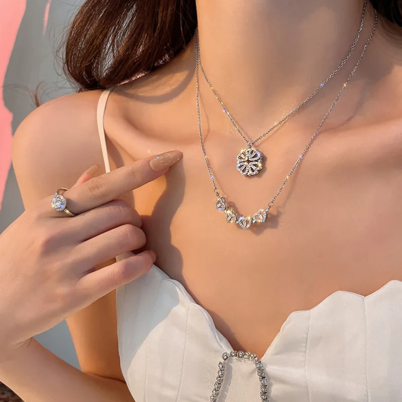 Ожерелье с подвеской в виде четырех листьев для женщин необычное колье 4