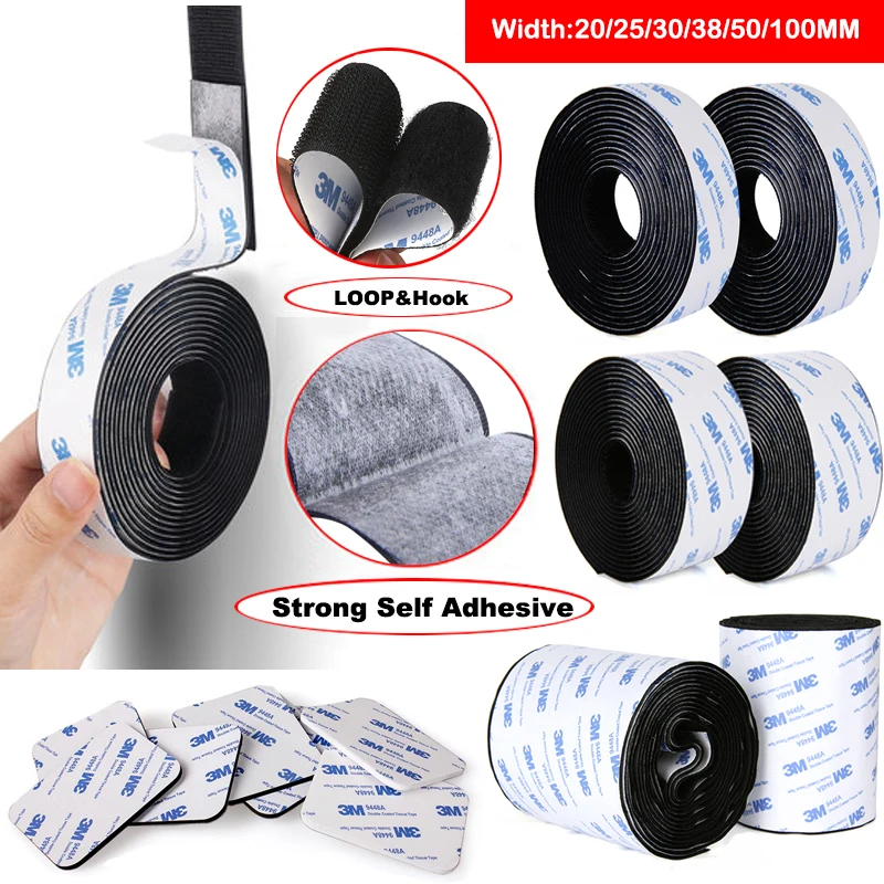 

1Meter/Pairs Strong Self Adhesive Hook and Loop Fastener Tape Nylon Sticker Velcros Adhesive with Glue for DIY 20/25/30/38/50mm