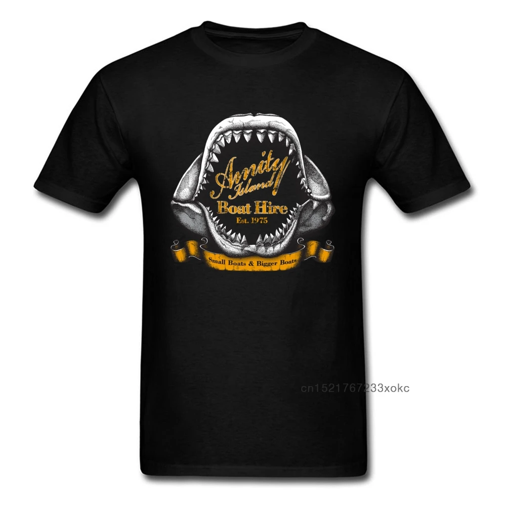 Amity Island Boat Hire T Shirt футболка винтажная история одежда для мужчин черная размера