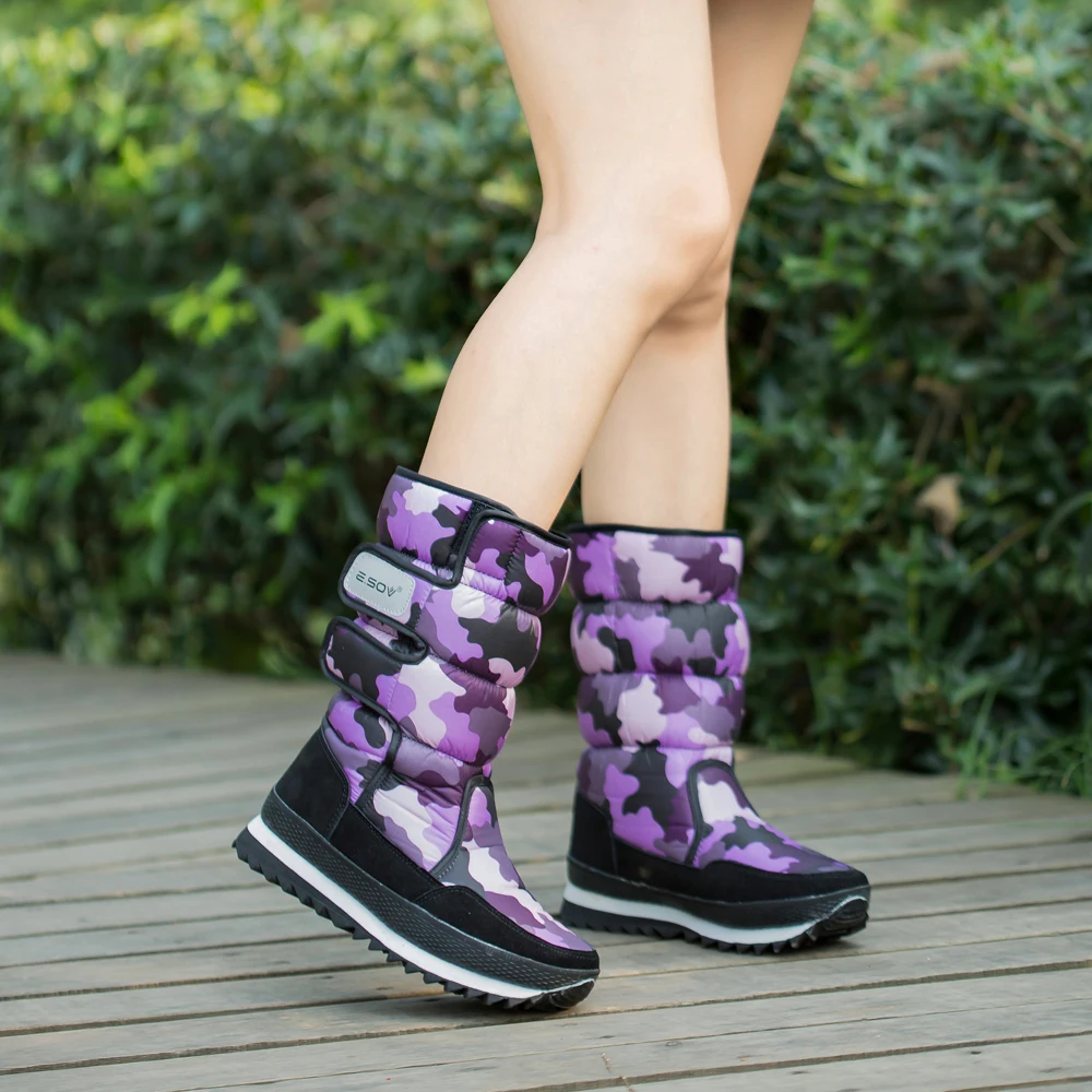 Зимние новые теплые камуфляжные сапоги для снега женские удобные хлопковые