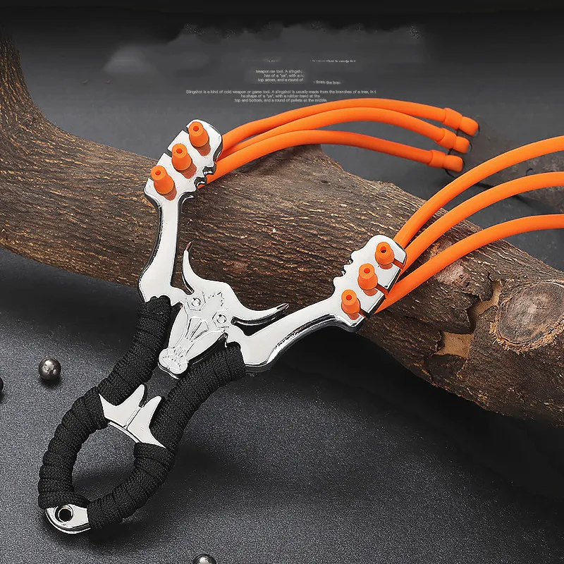 

Big power metal outdoor slingshot high precision strong precision traditional card ball bow hunting Rubber band slingshot