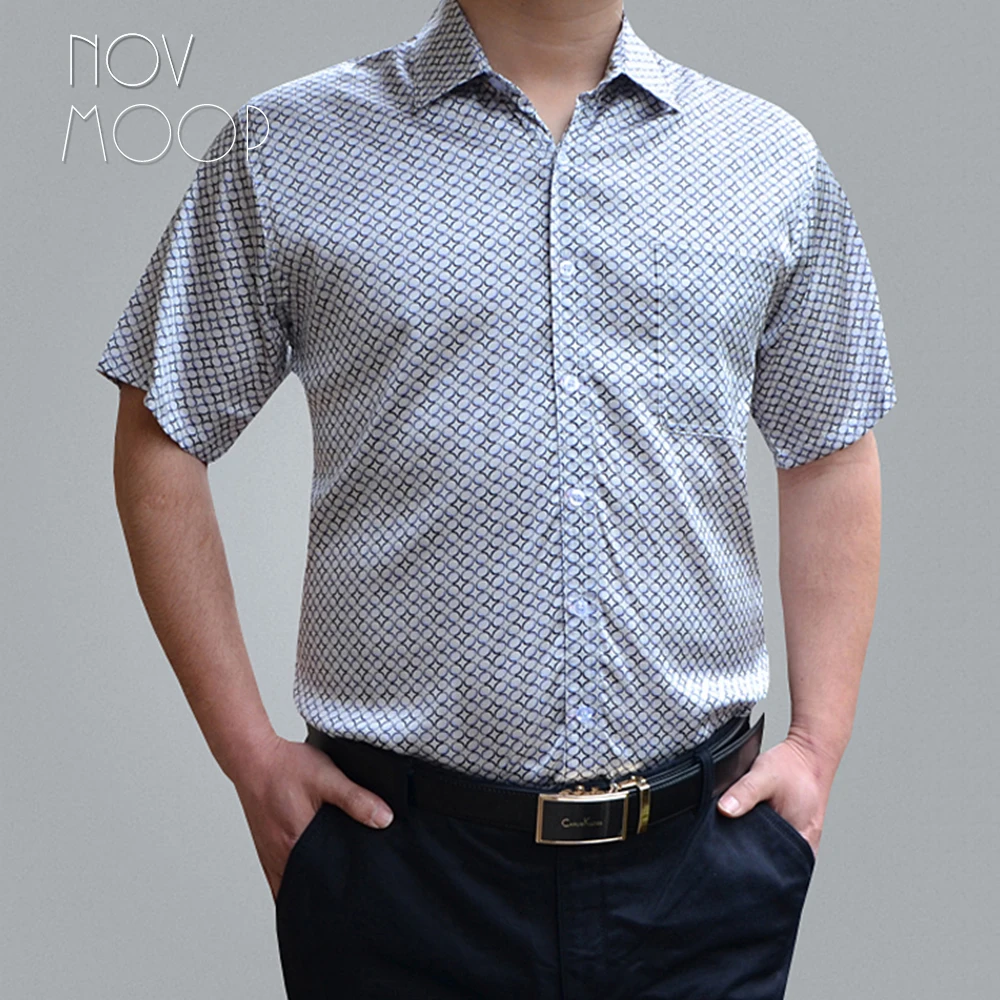Мужская рубашка в американском стиле летняя деловая из 100% шелка с короткими