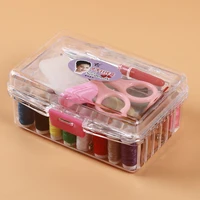 1 set sewing tool pack kit thread threader needle tape measure scissor thimble with storage box sewing tool accessory