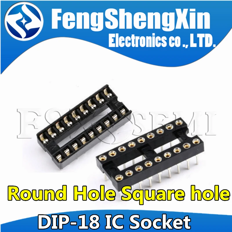 

10pcs DIP-18 Round Hole Square hole 18 Pins 2.54MM DIP DIP18 IC Sockets Adaptor Solder Type IC Connector