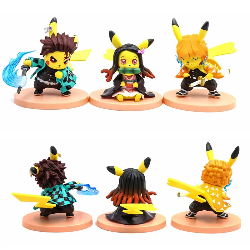 

11 CM Q.ver Kimetsu no Yaiba Nezuko Tanjirou Zenitsu PVC Action Figure Anime Demon Slayer Figurine Toys 3pcs/set