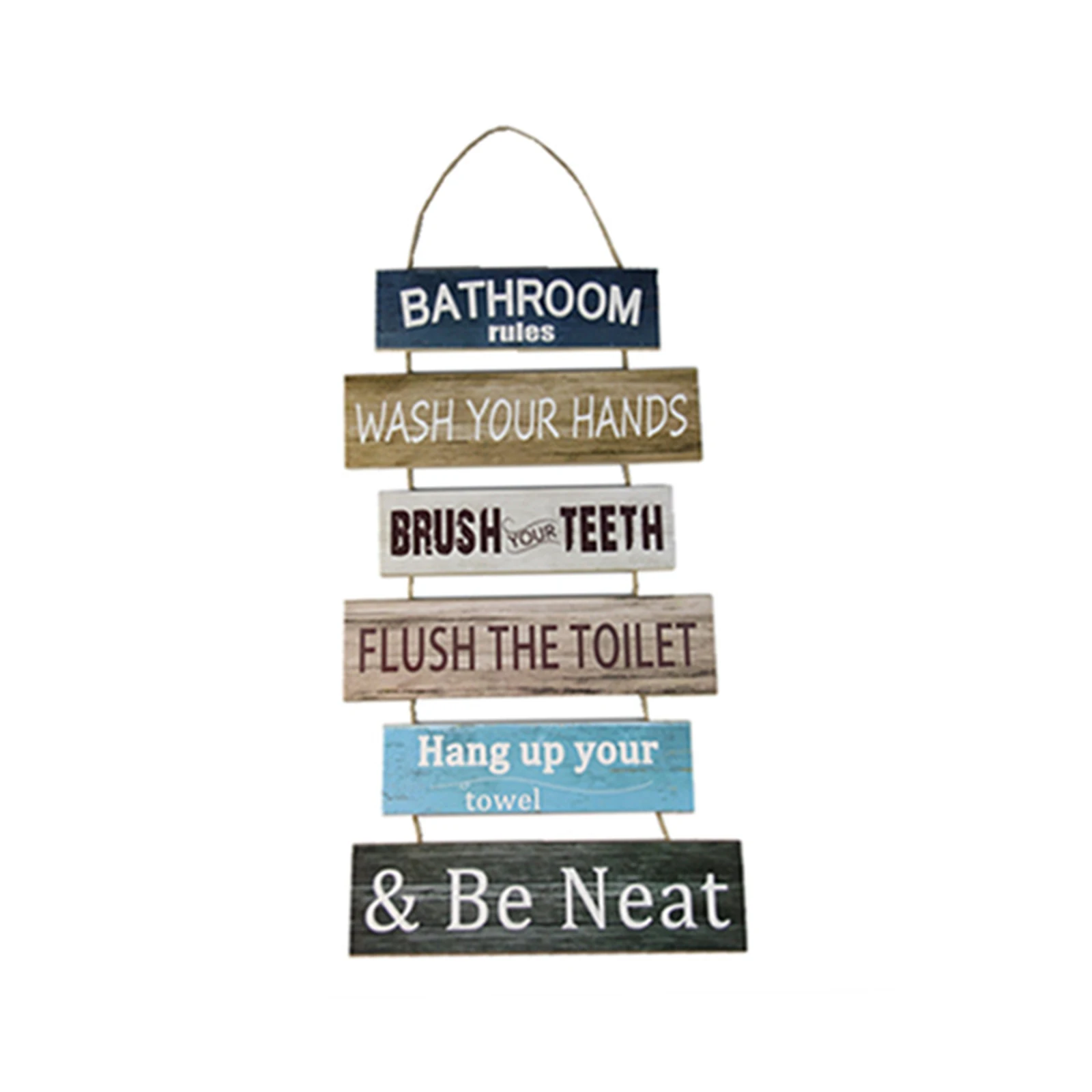 

Hot Wooden Hanging Ornament Retro Wall Decoration Crafts Home Accessories Letter Pattern Pendant for Bathroom