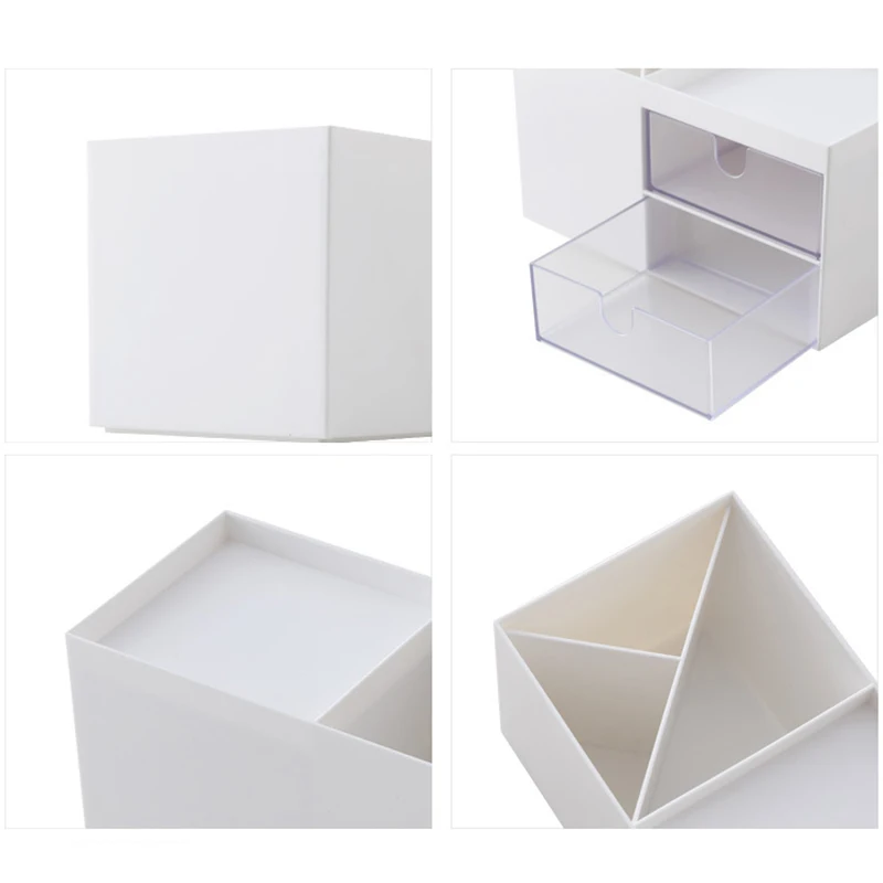 

Desktop Storage Box Double Drawer Compartment Organizer for Jewelry Cosmetics K2