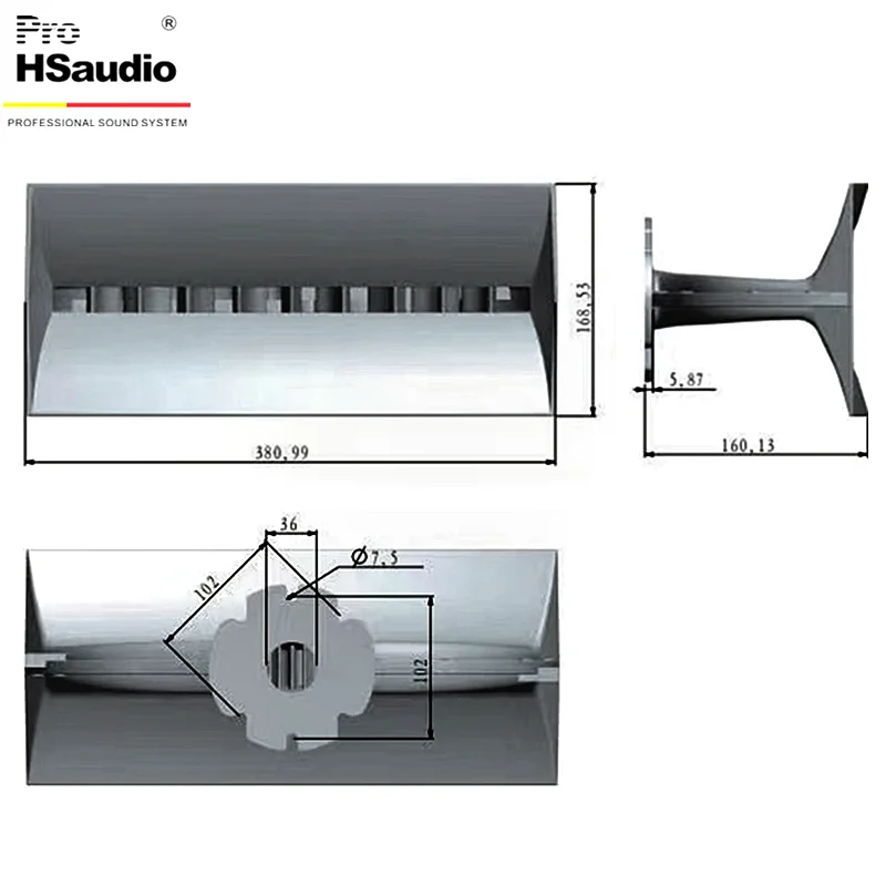 

ProHSaudiol J-образные 1 Hf динамики, Рупорные колонки для 6,5 ''Line Array размером 381L * 168*160H 1,4"