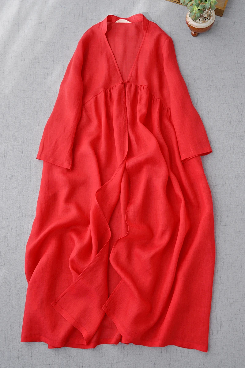 

Spring Summer Women Mori Girl Loose Plus Size Fairy All-match Comfortable Water Washed Thin Ramie V-neck Cardigan Shirts/Blouses