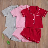 baby girl solid pajama sets t shirt short sleeve shirt top shorts 1 7y toddler kids children summer casual sleepwear loungewear