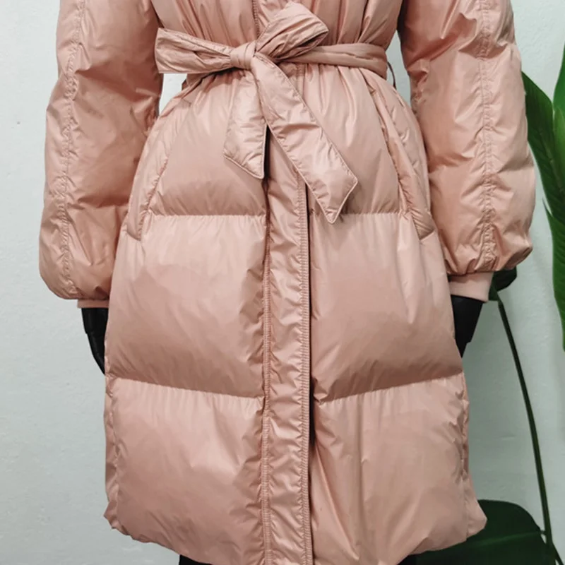 Janveny зимняя женская пуховая куртка с большим воротником из натурального Лисьего