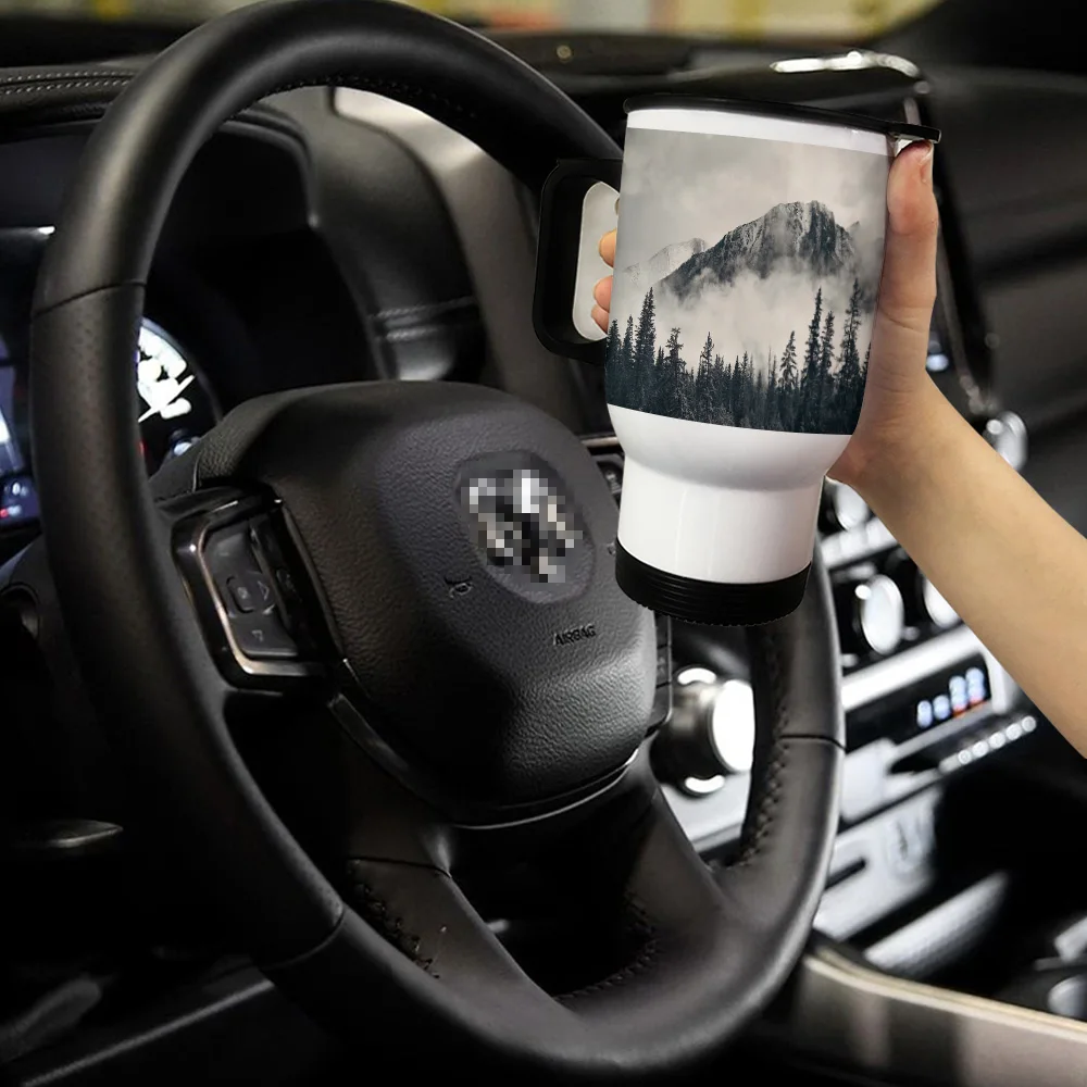 Кофейная кружка для путешествий с изображением горного леса устойчивая к