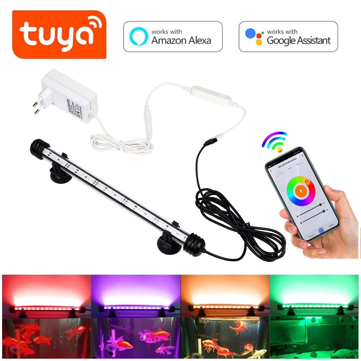 

Аквариумный светодиодный RGB светильник с управлением через приложение Tuya, лампа для работы с Google Home/Smart Life для аквариума, декоративсветильни...