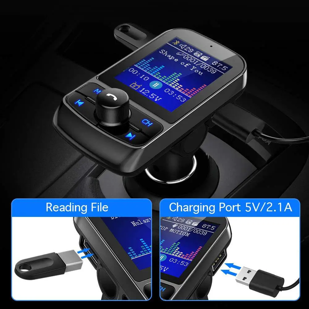 JINSERTA 1," цветной экран автомобиля Bluetooth 5,0 AUX модулятор fm-передатчик Громкая связь адаптер автомобильный mp3-плеер