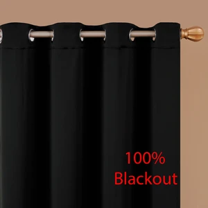 100% Blackout Curtains For Living Room Blind Solid Curtains For Kitchen Bedroom Window Home Decor Window Curtains Black Curtain