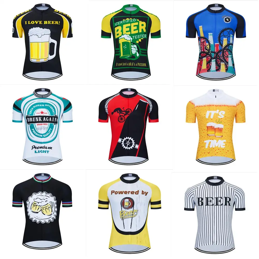 Moxilyn Mens Cycling Jerseys Top Skinsuit Cycling Clothing Mountain Bike MTB Breathable Sweat-absorbing Quick-drying I Love Beer