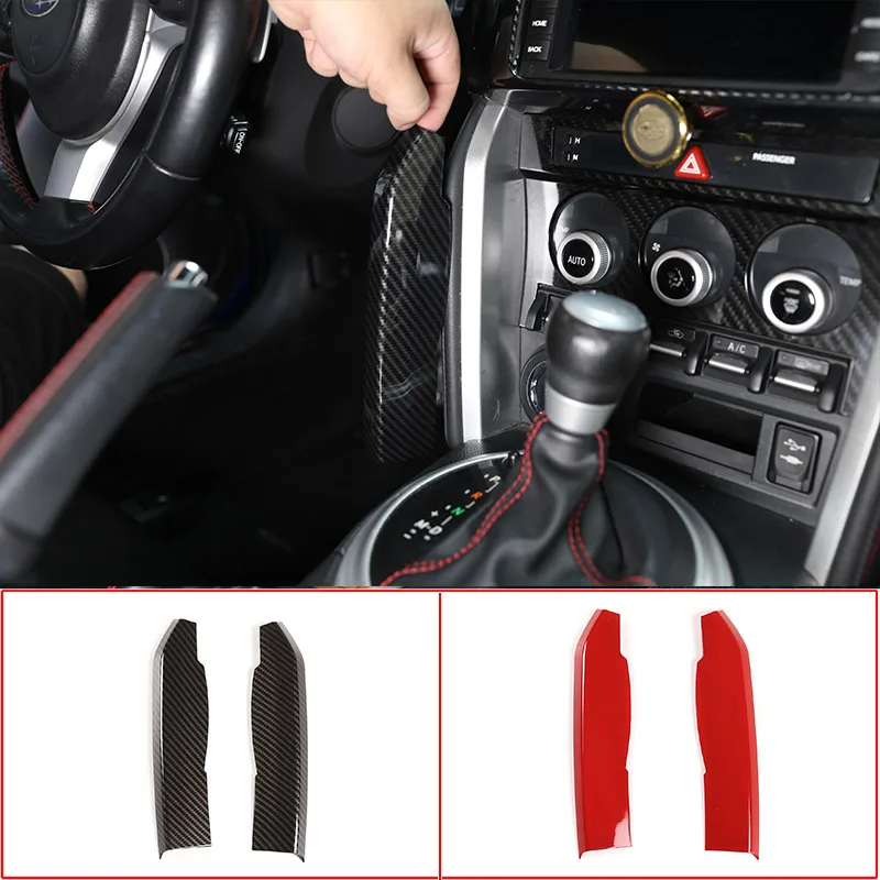 For Toyota 86/Subaru BRZ 2012-20 ABS carbon fiber/red Car Center Console Side Decorative Strip Stickers Car Interior Accessories