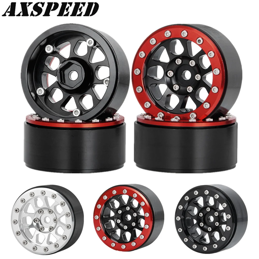 

AXSPEED 4PCS Metal Wheel Rim 1.9 Inch BEADLOCK Wheel Hub for 1/10 RC Rock Crawler Axial SCX10 CC01 F350 D90 D110 Parts