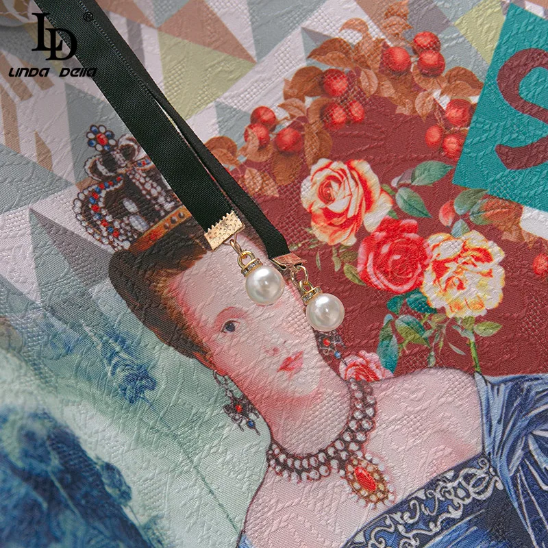 

LD LINDA DELLA Fashion Designer Summer Vintage Mini Dress Women's Long sleeve Luxury Mesh Patchwork Floral Jacquard Short Dress