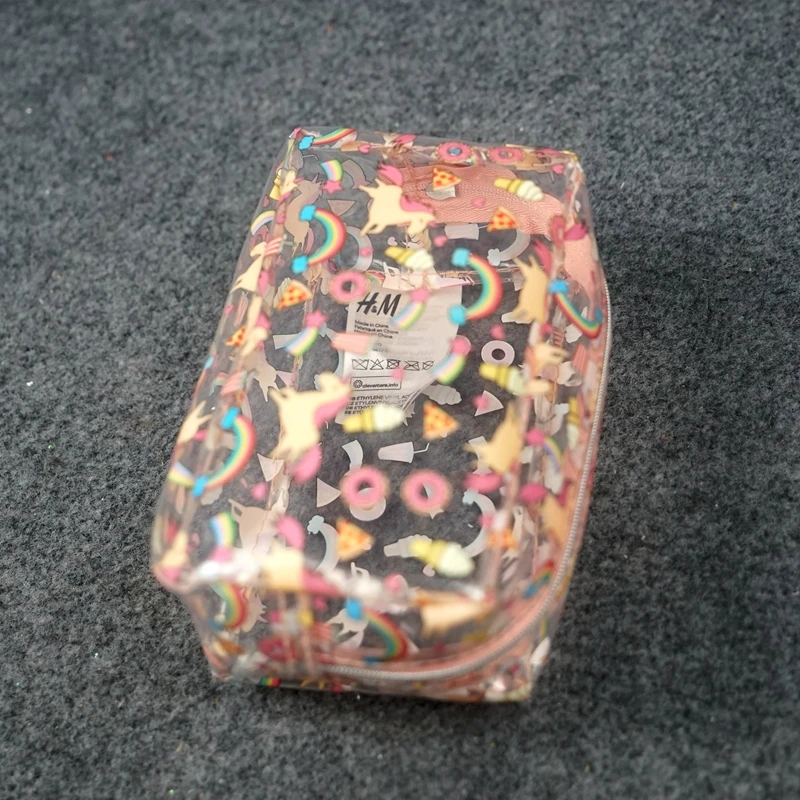 

Transparent jelly cosmetic bag storage bag Unicorn rainbow candy hand bag waiwai