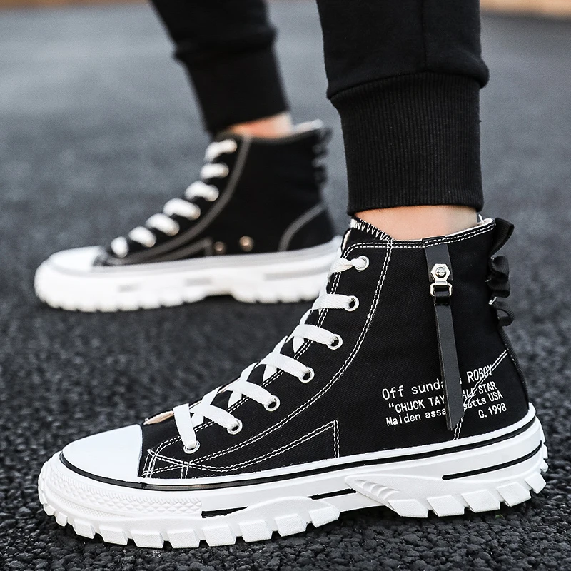 men 39 s shoes oxford vulcanize Korean men's canvas wild casual trend high-top to help tides | Обувь