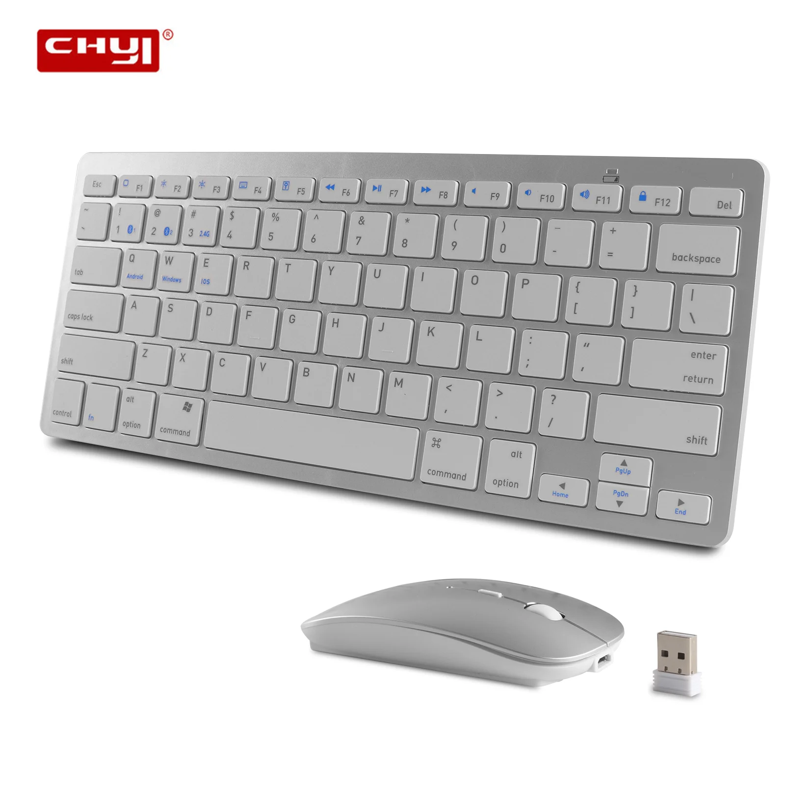 

Dual Mode Bluetooth 2.4G Wireless Optical Ergonomics Mouse Keyboard Combo Kit USB Receiver For PC Laptop