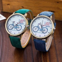 couple wristwatches retro bicycle canvas band round dial analog quartz wrist watch female analog wrist watches %d0%b6%d0%b5%d0%bd%d1%81%d0%ba%d0%b8%d0%b5 %d1%87%d0%b0%d1%81%d1%8bch