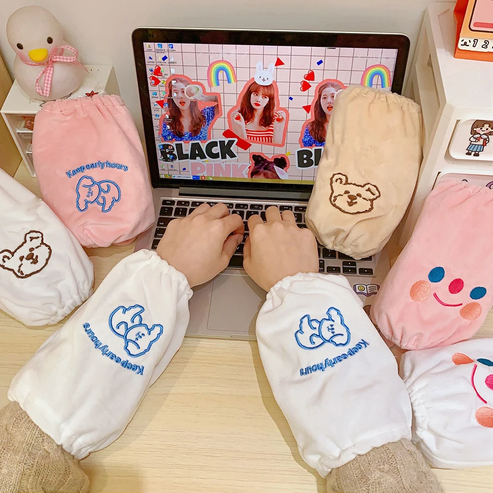 Детские фланелевые нарукавники с мультяшным медведем защита от загрязнений