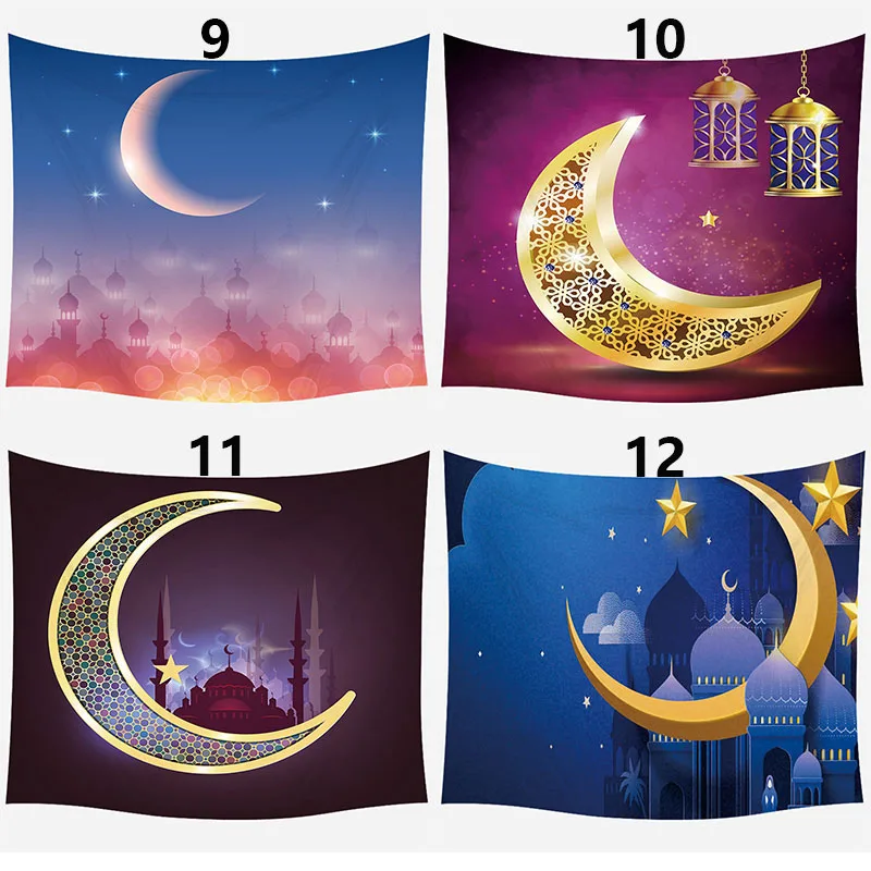 

FFO Eid Mubarak Muslim Moon Lantern Printed Tapestry Living Room Wall Banner Cloth Decoration